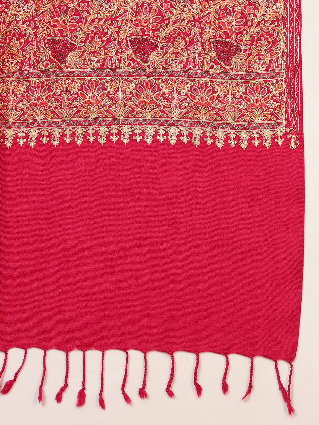 Pashmoda Women Hunar Fine Wool Nalki Embroidered Stole (Size : 71X203 CM)