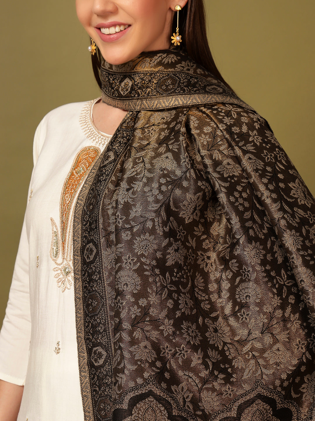 Pashmoda Women Hunar Zari Kaani Fine Wool Shawl (Size: 101x203 cm)