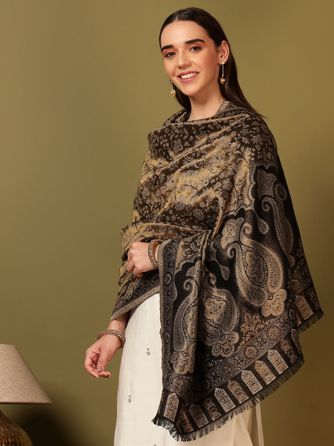 Pashmoda Women Hunar Zari Kaani Fine Wool Shawl (Size: 101x203 cm)