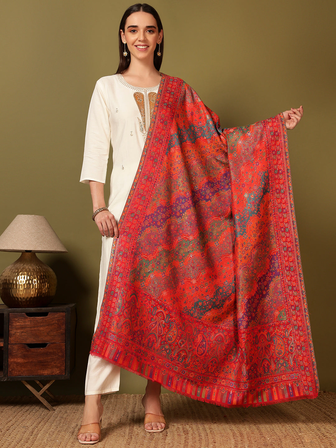 Pashmoda Women Libaas Zari Kaani Fine Wool Shawl (Size: 101X203 CM)