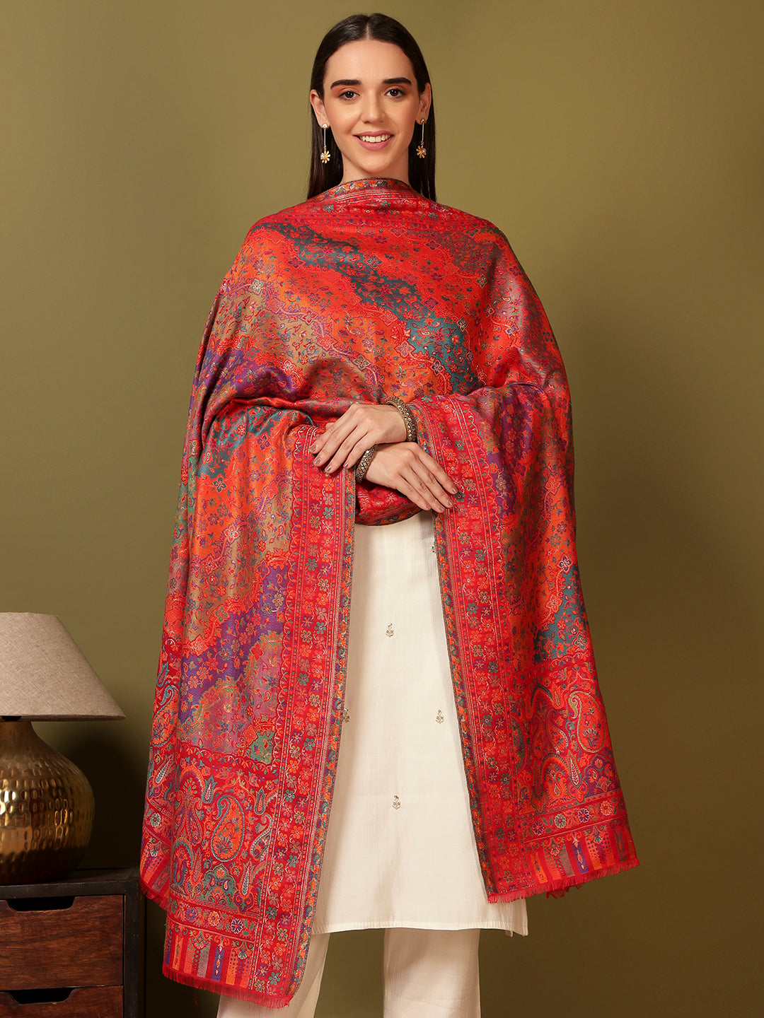 Pashmoda Women Libaas Zari Kaani Fine Wool Shawl (Size: 101X203 CM)