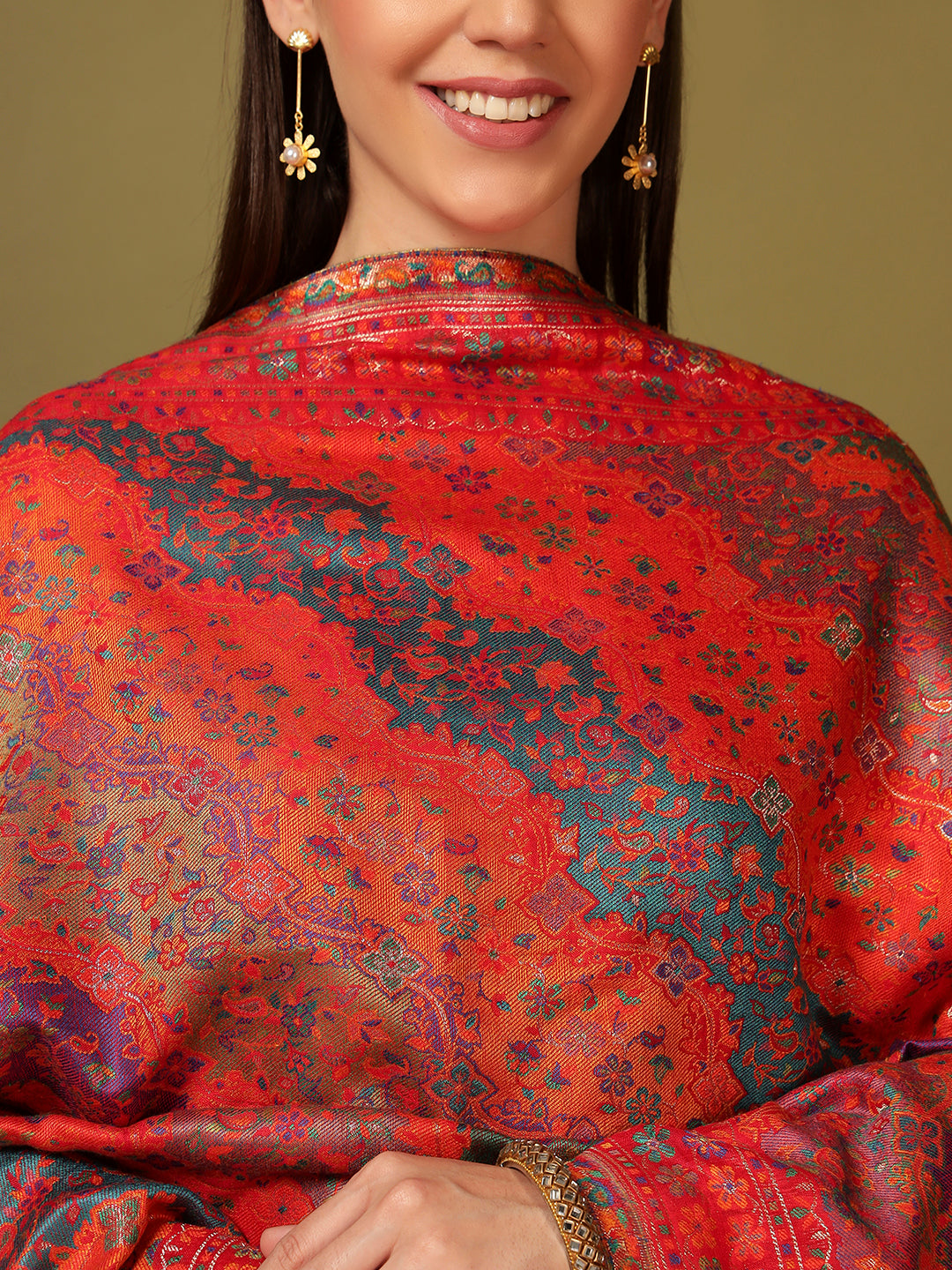 Pashmoda Women Libaas Zari Kaani Fine Wool Shawl (Size: 101X203 CM)