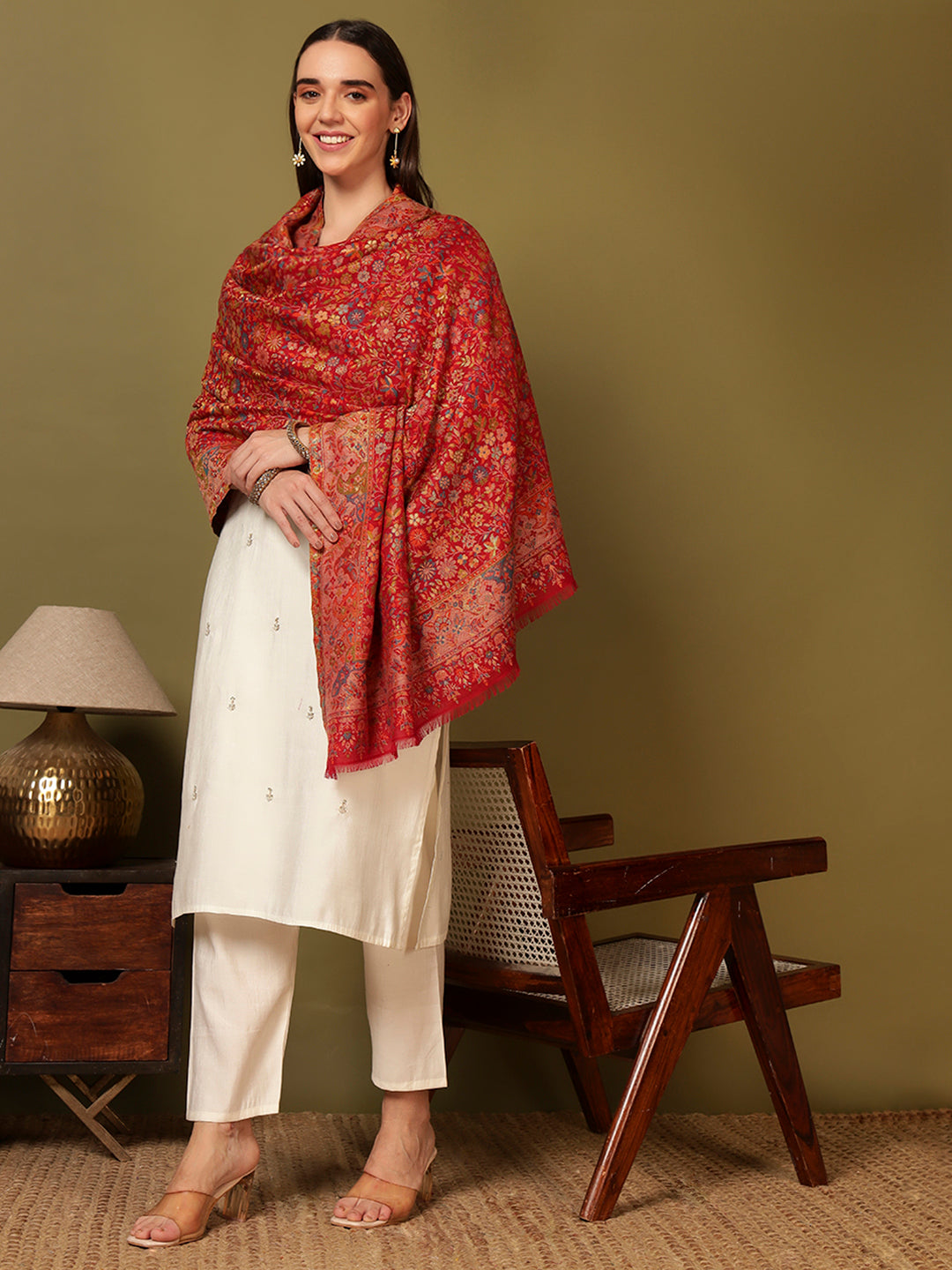 Pashmoda Women Nazrana Kaani Wool Blend Kashmiri Shawl (Size: 101X203 CM)