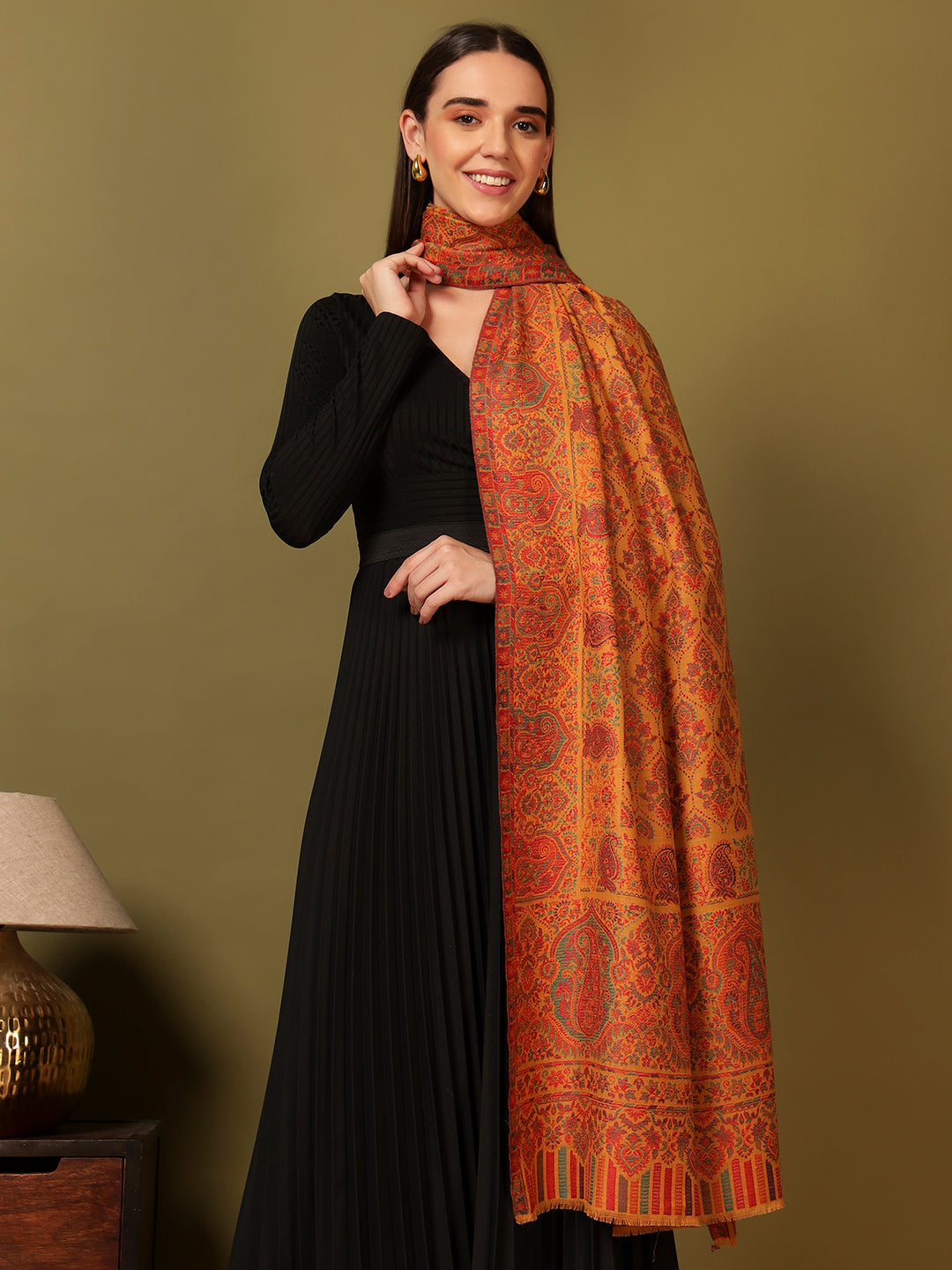 Pashmoda Women Gulraiz Kaani Wool Blend Kashmiri Shawl (Size: 101X203 CM)