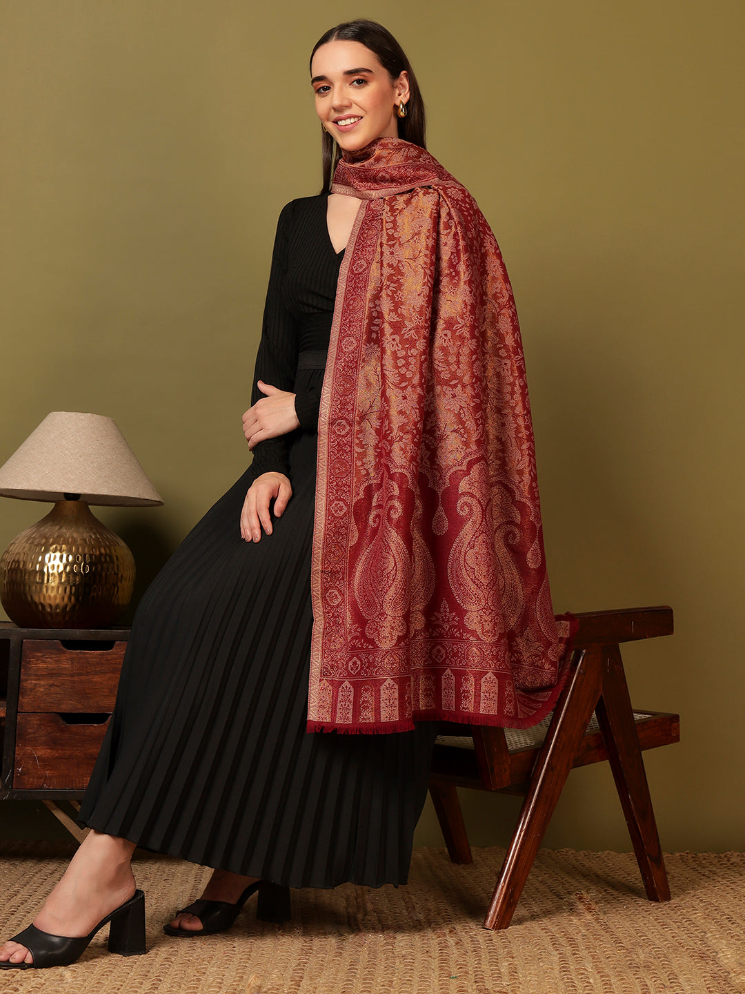 Pashmoda Women Hunar Zari Kaani Fine Wool Shawl (Size: 101x203 cm)