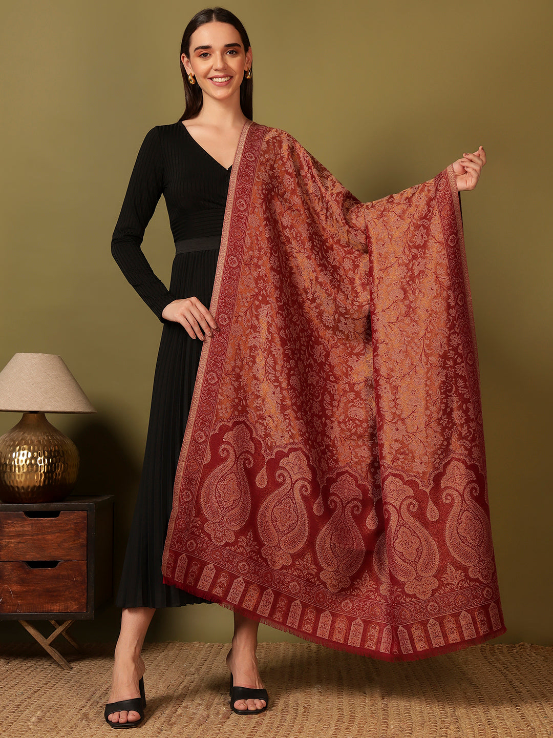 Pashmoda Women Hunar Zari Kaani Fine Wool Shawl (Size: 101x203 cm)