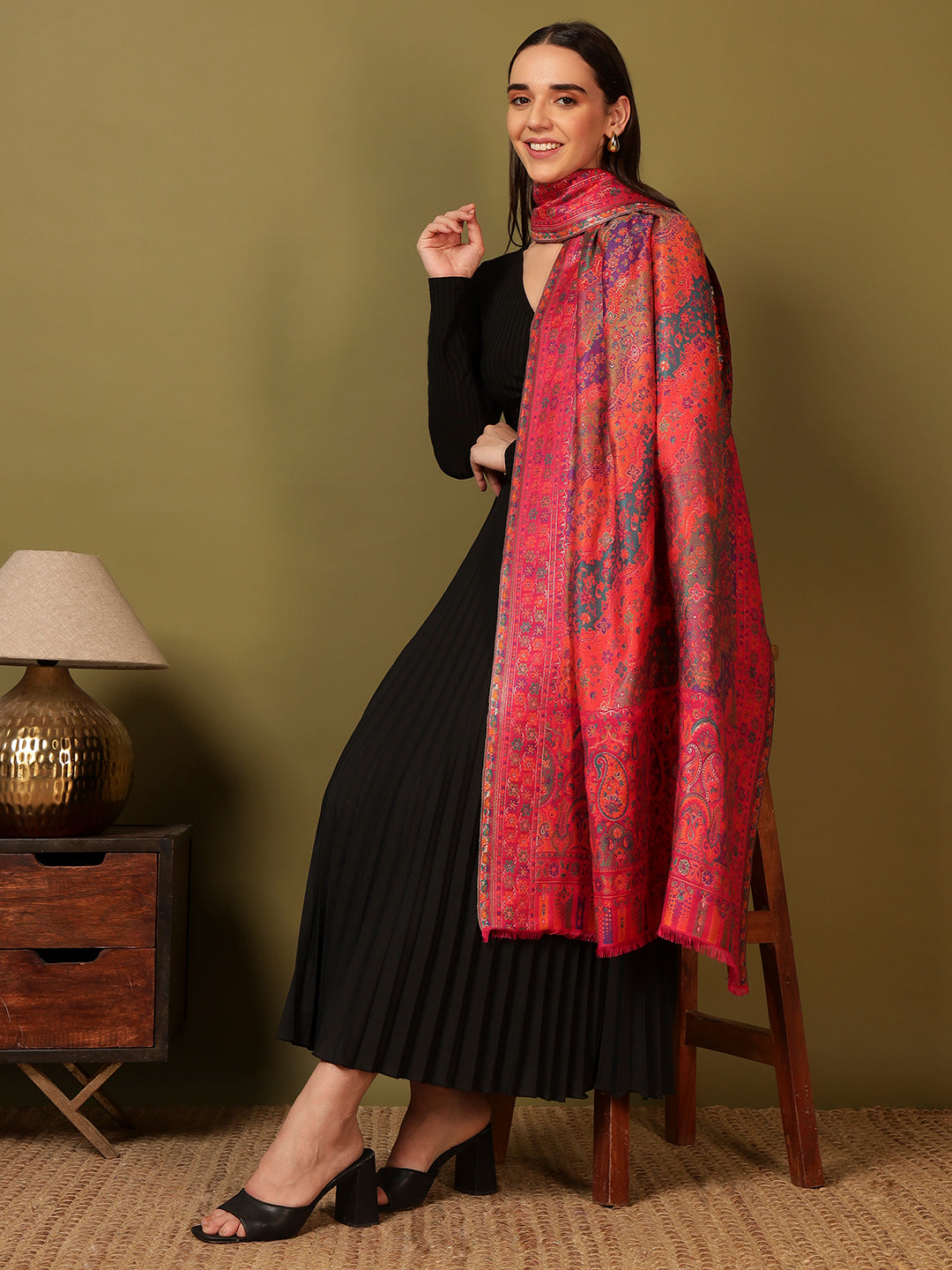 Pashmoda Women Libaas Zari Kaani Fine Wool Shawl (Size: 101X203 CM)