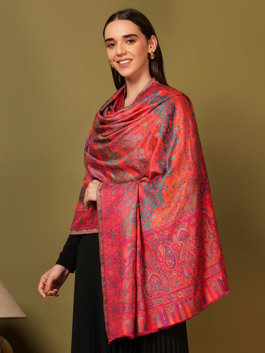 Pashmoda Women Libaas Zari Kaani Fine Wool Shawl (Size: 101X203 CM)