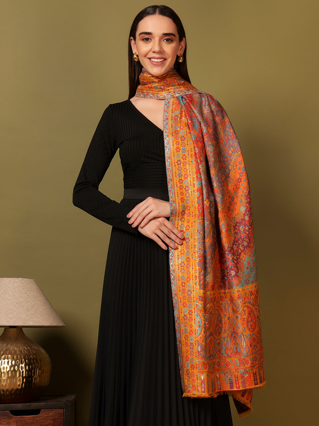 Pashmoda Women Libaas Zari Kaani Fine Wool Shawl (Size: 101X203 CM)