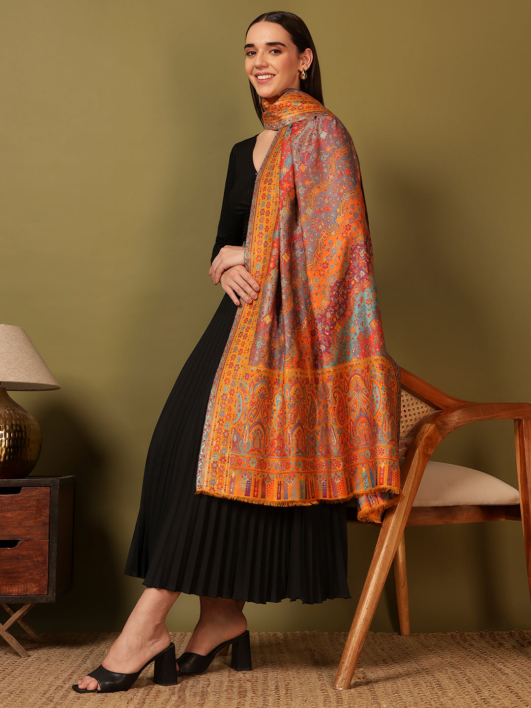 Pashmoda Women Libaas Zari Kaani Fine Wool Shawl (Size: 101X203 CM)