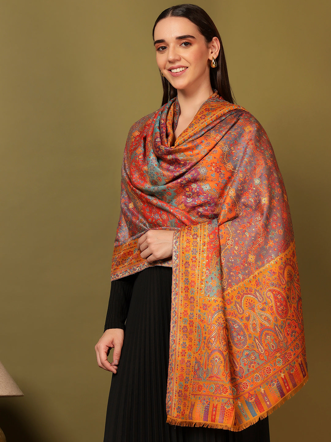 Pashmoda Women Libaas Zari Kaani Fine Wool Shawl (Size: 101X203 CM)