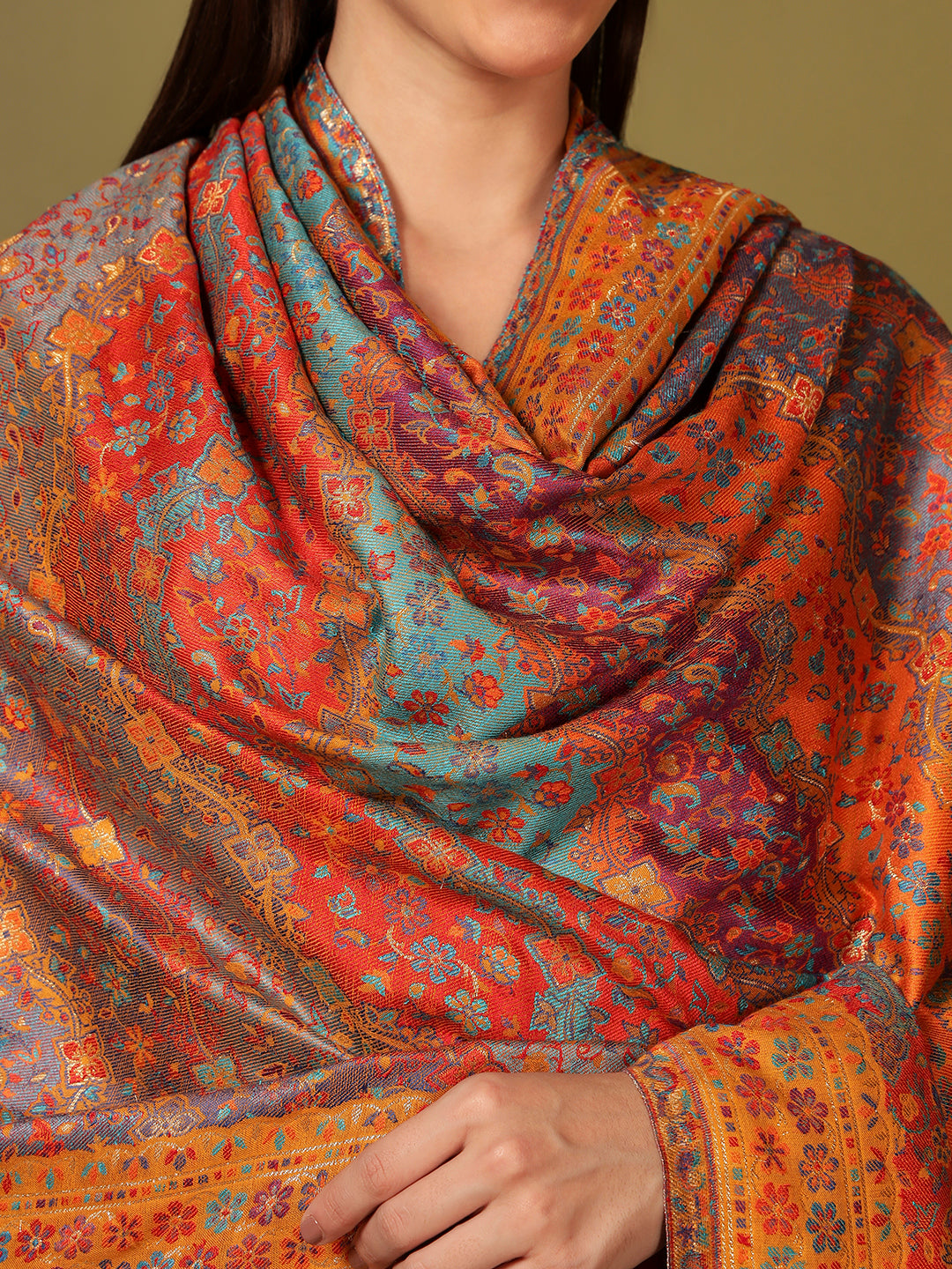 Pashmoda Women Libaas Zari Kaani Fine Wool Shawl (Size: 101X203 CM)