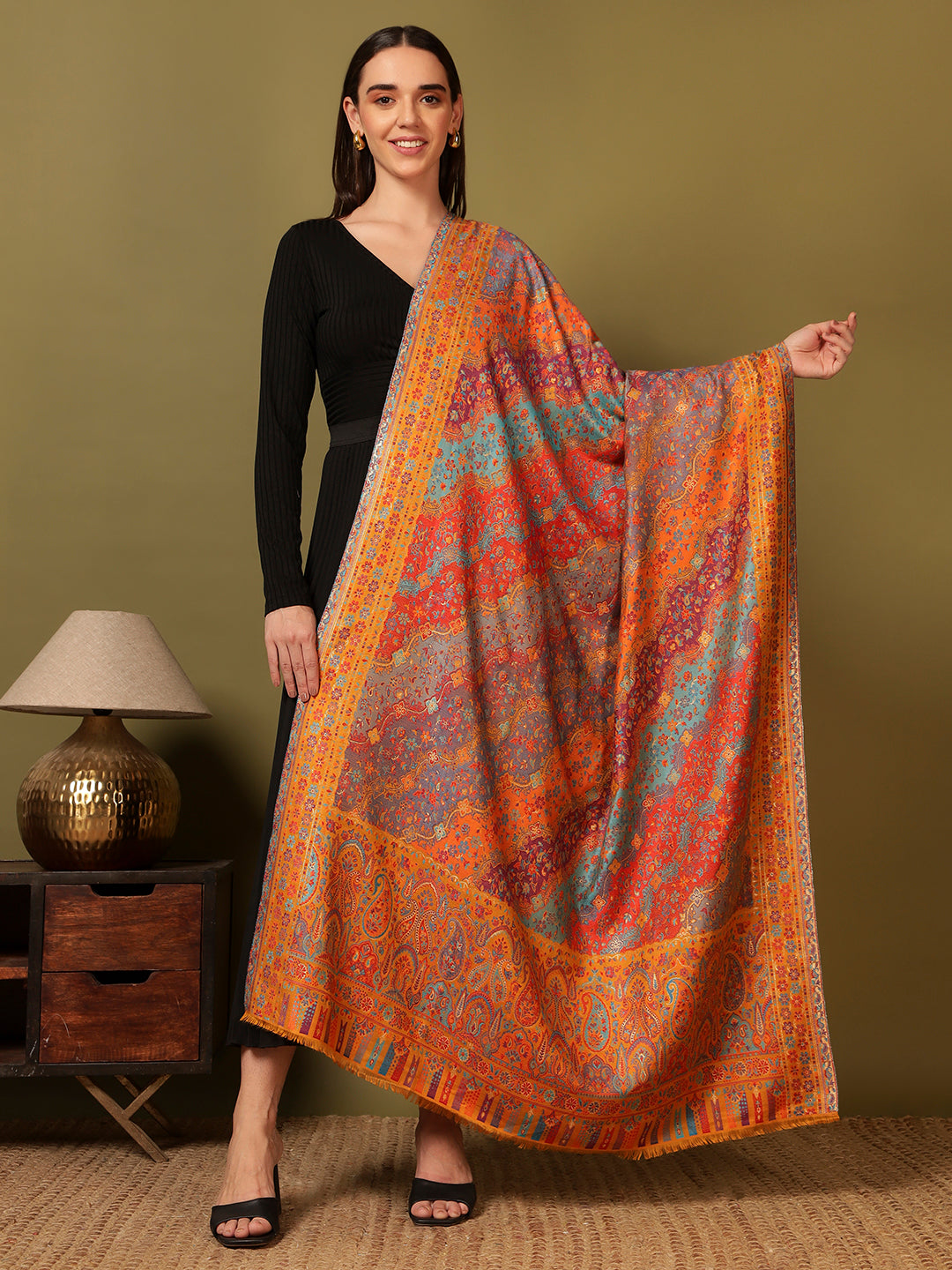 Pashmoda Women Libaas Zari Kaani Fine Wool Shawl (Size: 101X203 CM)