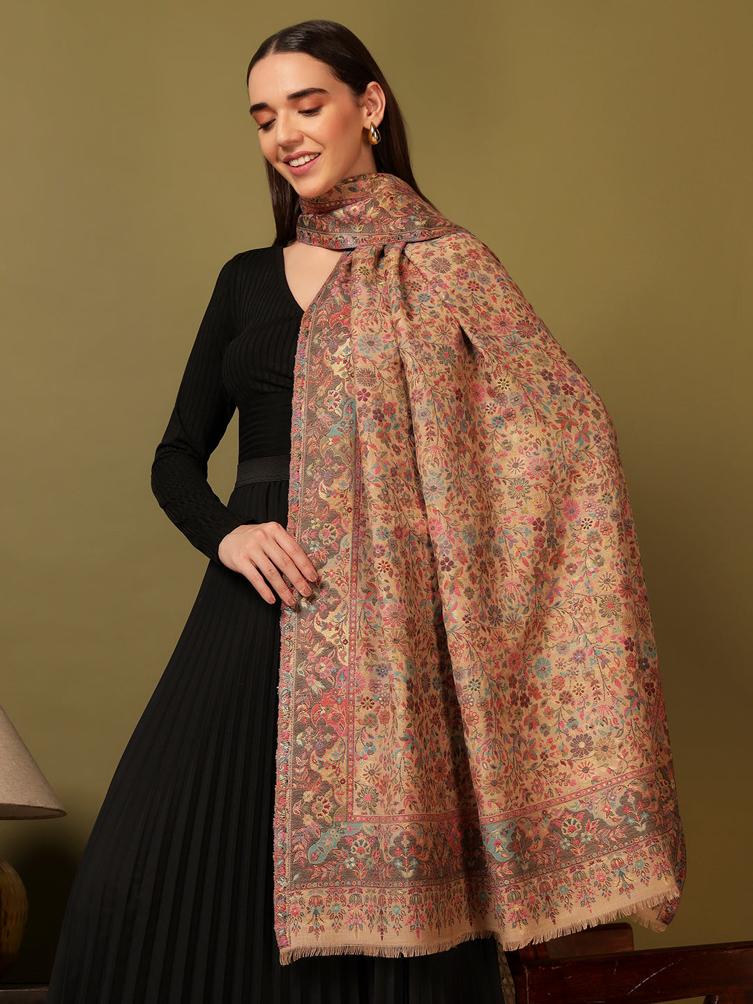 Pashmoda Women Nazrana Kaani Wool Blend Kashmiri Shawl (Size: 101X203 CM)