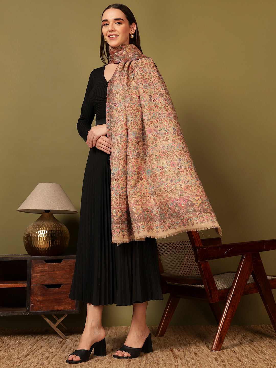 Pashmoda Women Nazrana Kaani Wool Blend Kashmiri Shawl (Size: 101X203 CM)