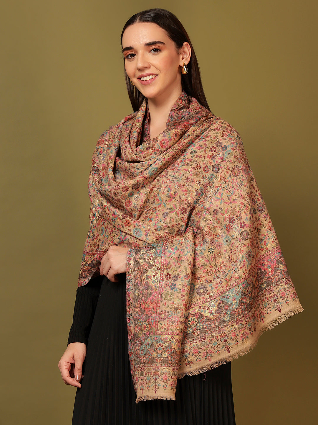 Pashmoda Women Nazrana Kaani Wool Blend Kashmiri Shawl (Size: 101X203 CM)