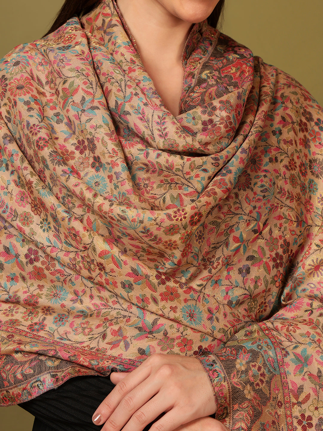 Pashmoda Women Nazrana Kaani Wool Blend Kashmiri Shawl (Size: 101X203 CM)