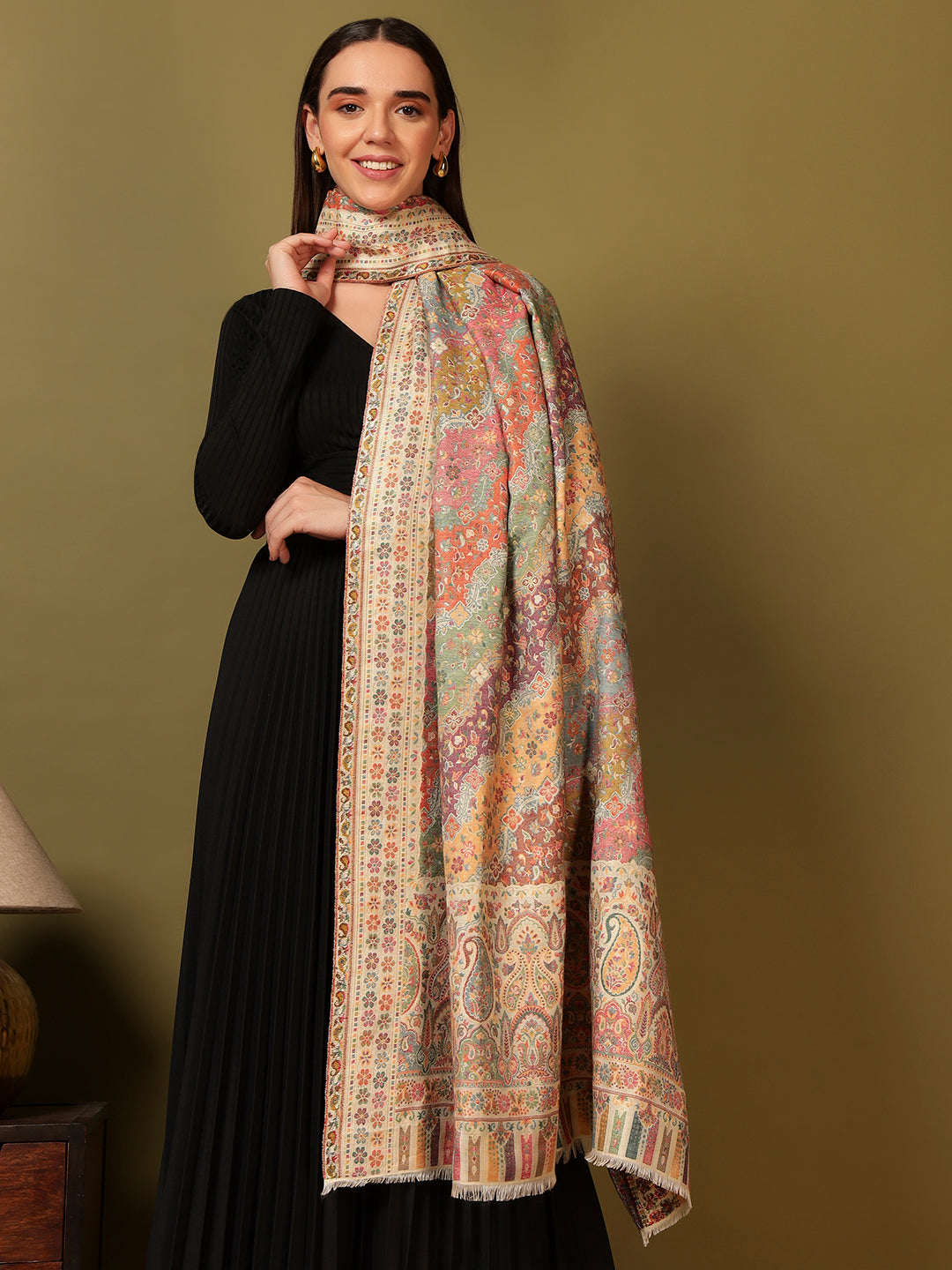 Pashmoda Women Libaas Zari Kaani Fine Wool Shawl (Size: 101X203 CM)