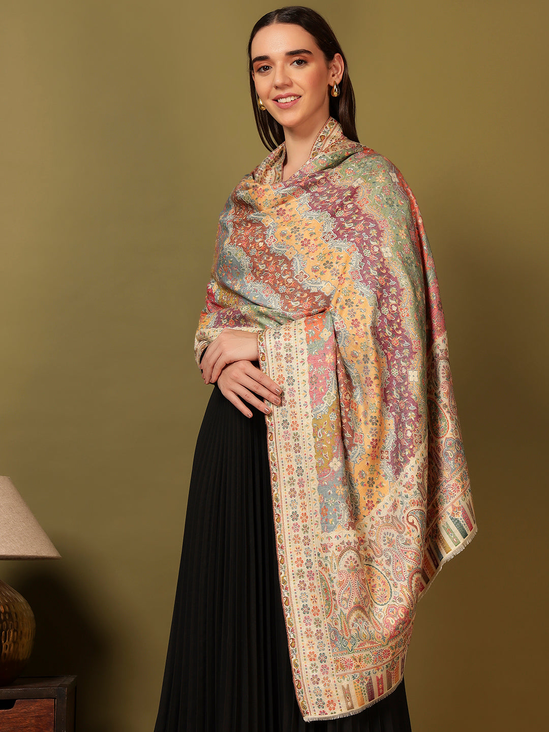 Pashmoda Women Libaas Zari Kaani Fine Wool Shawl (Size: 101X203 CM)