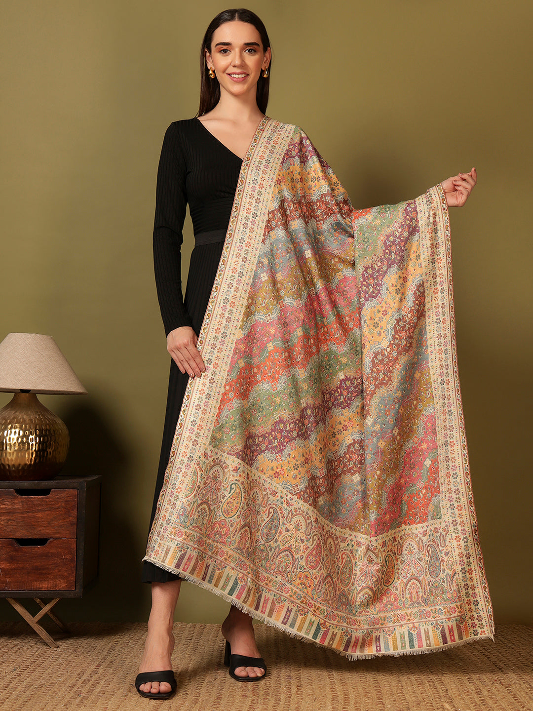 Pashmoda Women Libaas Zari Kaani Fine Wool Shawl (Size: 101X203 CM)