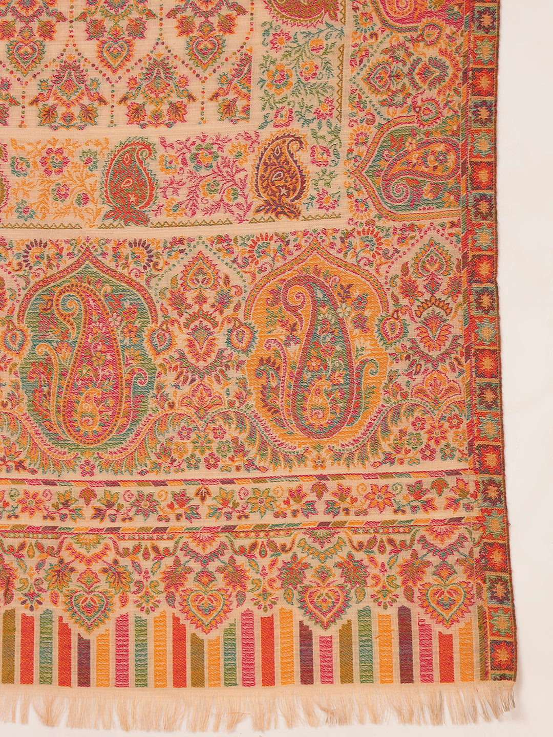 Pashmoda Women Gulraiz Kaani Wool Blend Kashmiri Shawl (Size: 101X203 CM)