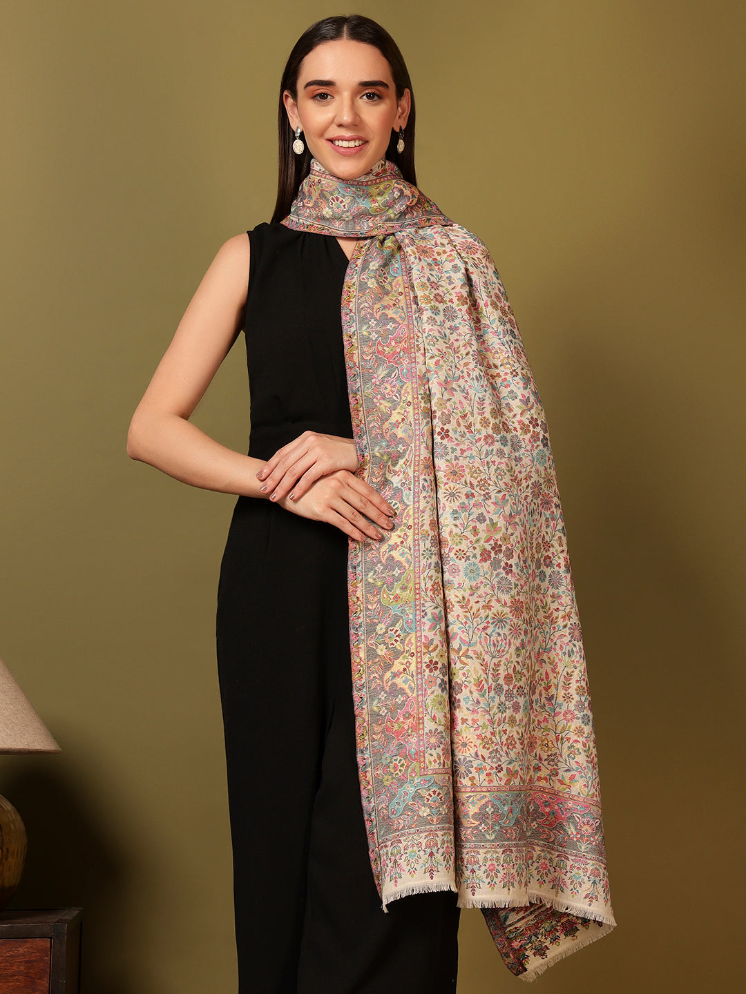 Pashmoda Women Nazrana Kaani Wool Blend Kashmiri Shawl (Size: 101X203 CM)