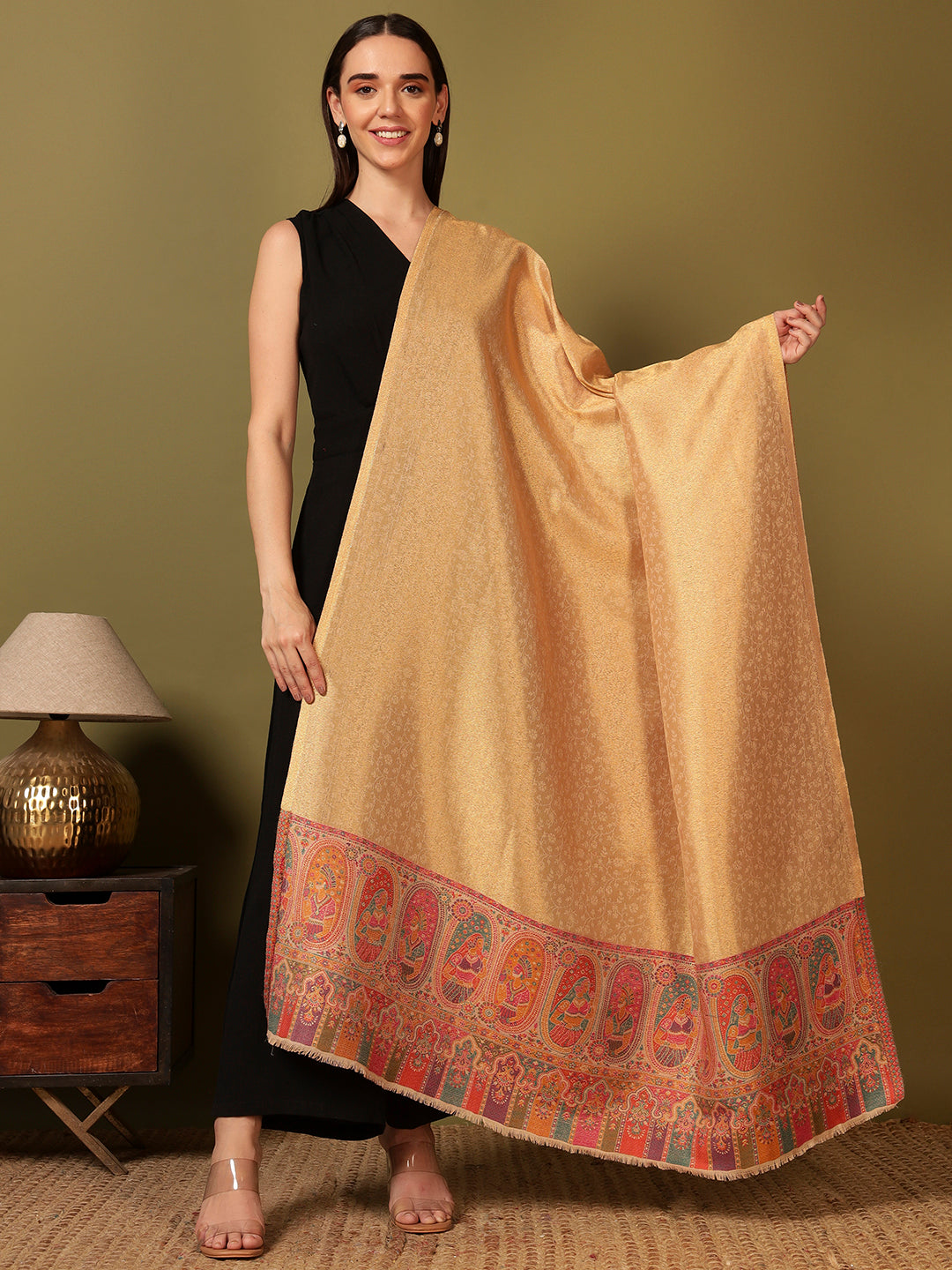 Pashmoda Women Silsila Zari Kaani Fine Wool Shawl (Size: 101X203 CM)