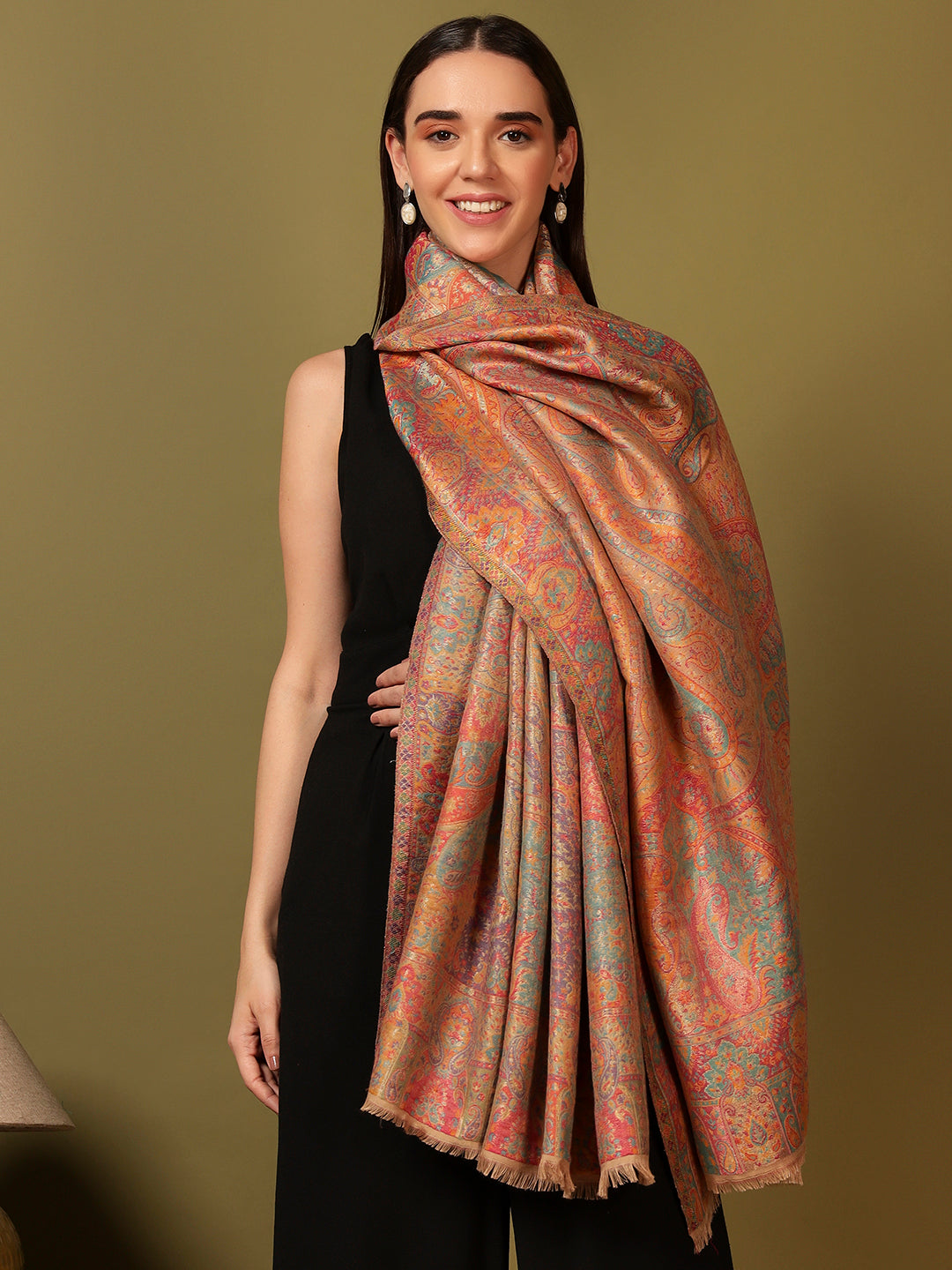 Pashmoda Women Naazneen Kaani Wool Blend Kashmiri Shawl (Size: 101X203 CM)