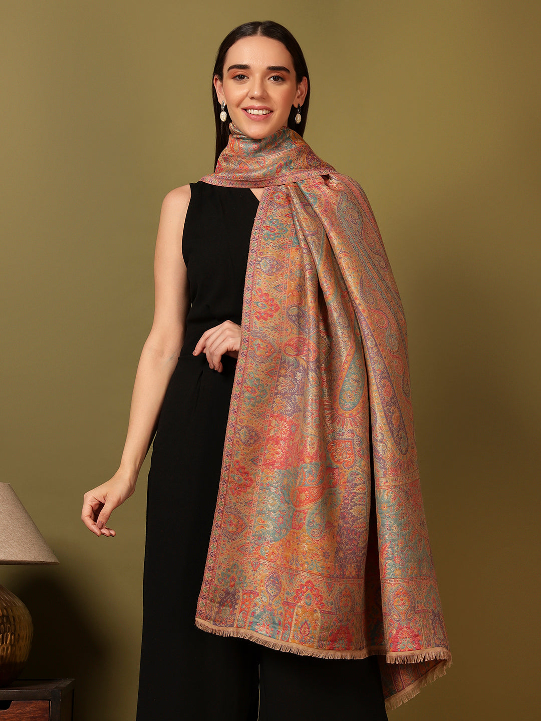 Pashmoda Women Naazneen Kaani Wool Blend Kashmiri Shawl (Size: 101X203 CM)