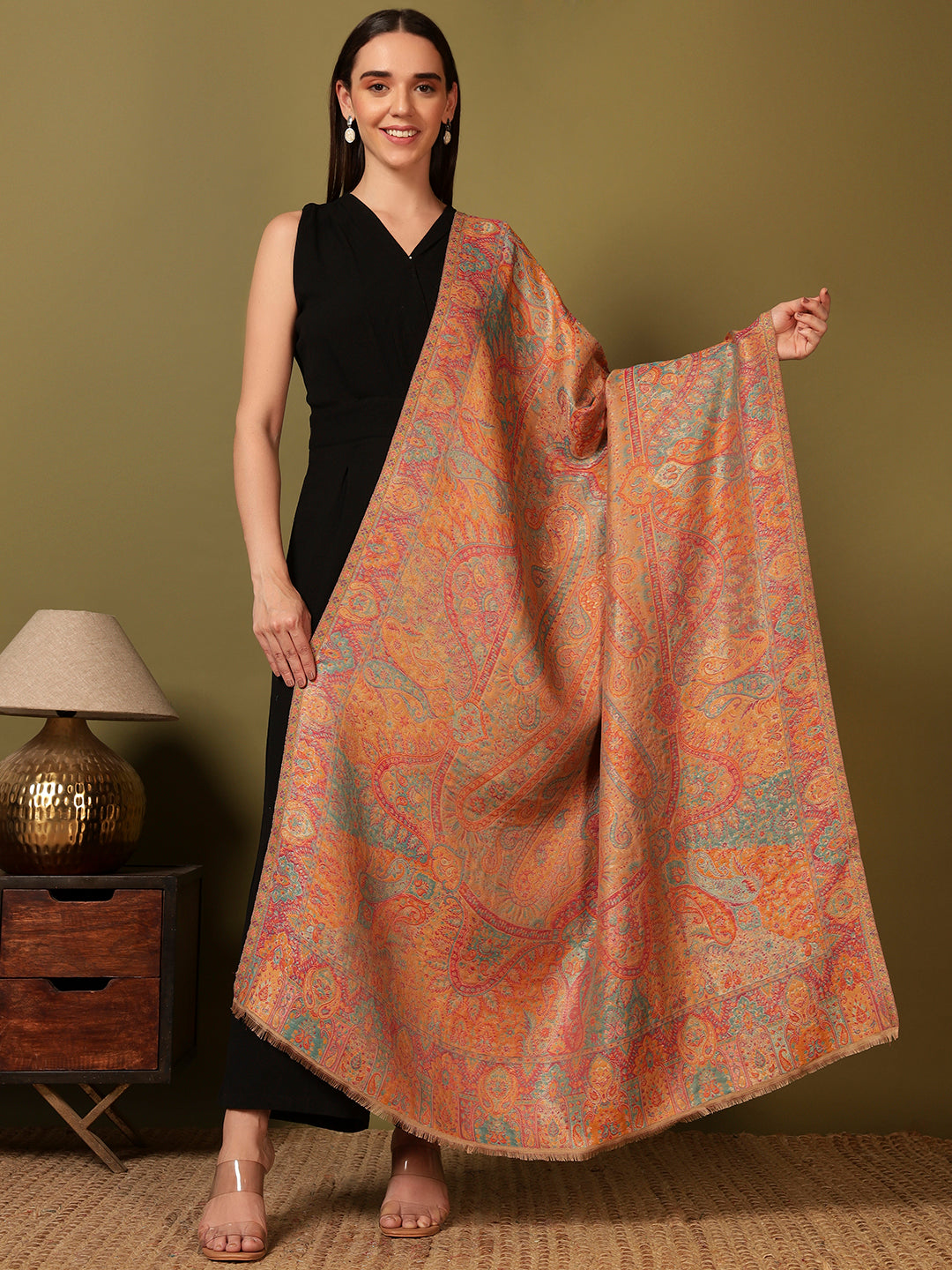 Pashmoda Women Naazneen Kaani Wool Blend Kashmiri Shawl (Size: 101X203 CM)