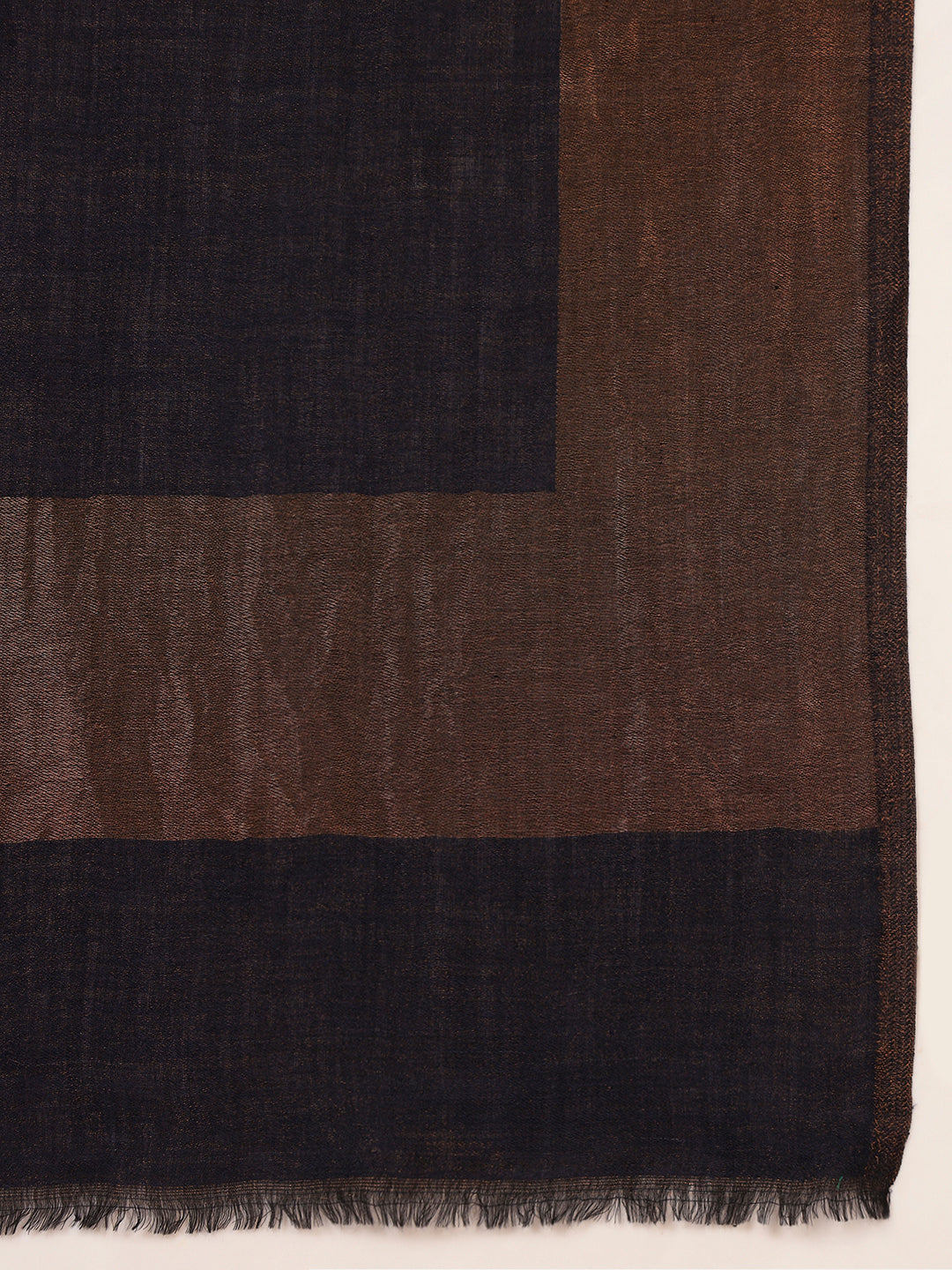 Pashmoda Women Midnight Bronze Reversible Zari Moonlight Fine Wool Stole (Size: 71x203 Cm)