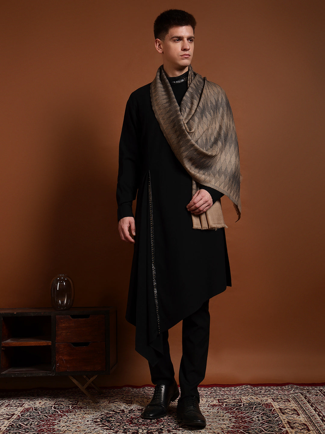 Men Ananta Ikat 100% Pure Wool Checkered Stole