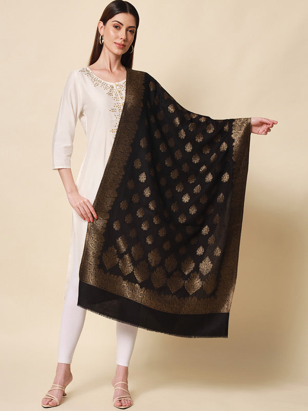 Women's Nargis Kaani Stole with Silky Zari Weave, (Size 71X203 CM)