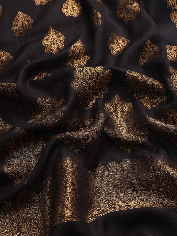 Women's Nargis Kaani Stole with Silky Zari Weave, (Size 71X203 CM)