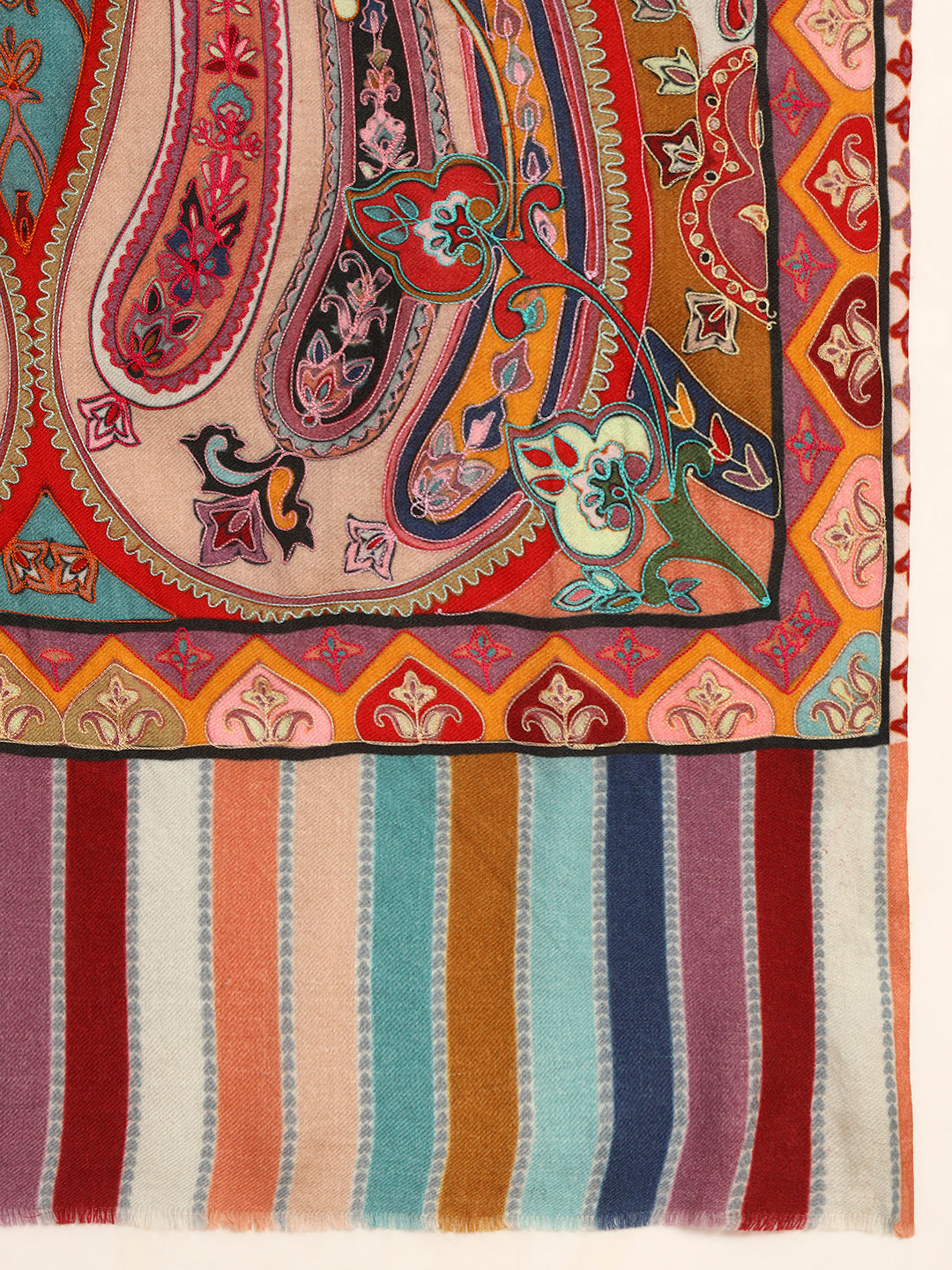 Pashmoda Men Rangdil 100% Pure Wool Fabric Kalamkari Embroidered Stole (Size-28:71x203cm)