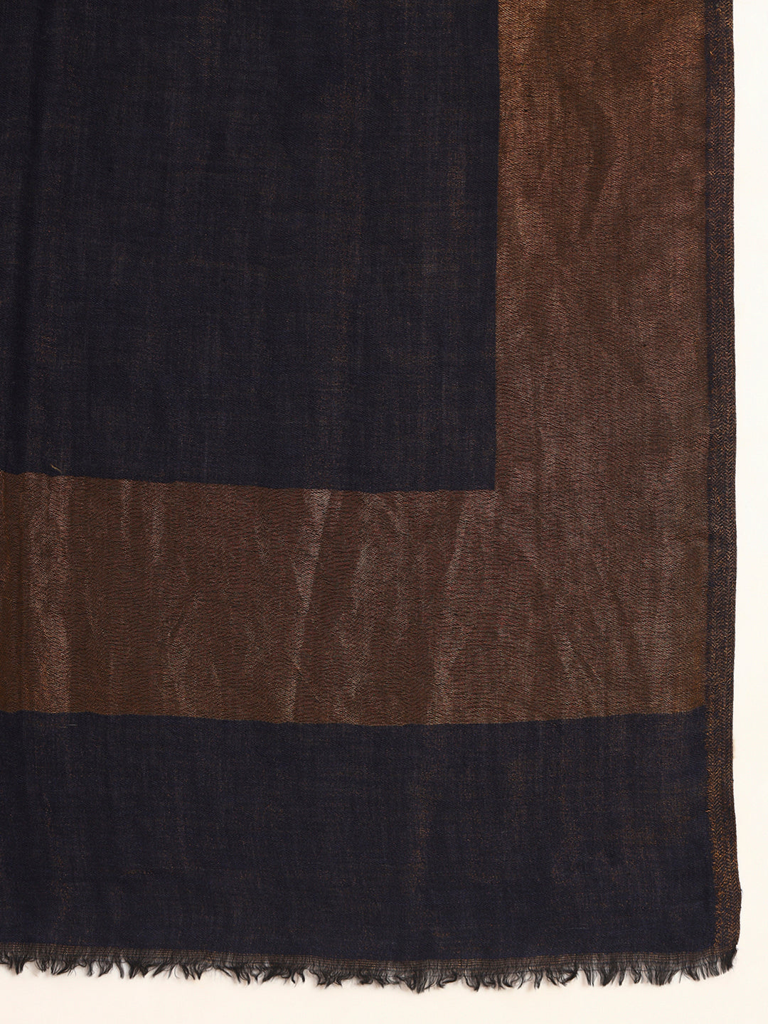 Pashmoda Men Midnight Bronze Reversible Zari Moonlight Fine Wool Stole (Size: 71x203 Cm)