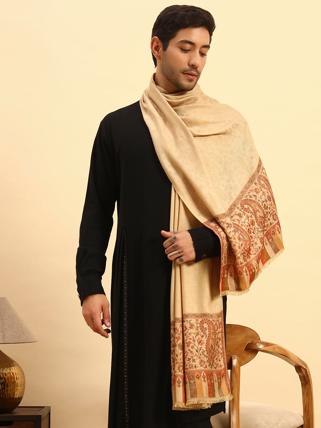 Pashmoda Men Gulpari Kaani Stole (Size : 71X203 CM)