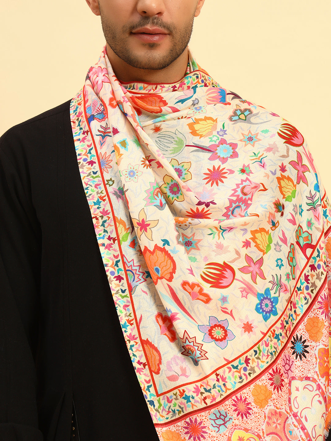 Pashmoda Men Royal Caravan Fine Soft Bamboo Fibre Stole (Size-71x203cm)