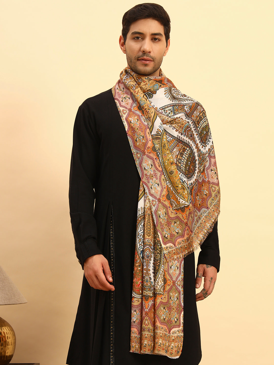 Pashmoda Men Royal Caravan Fine Soft Bamboo Fibre Stole (Size-71x203cm)