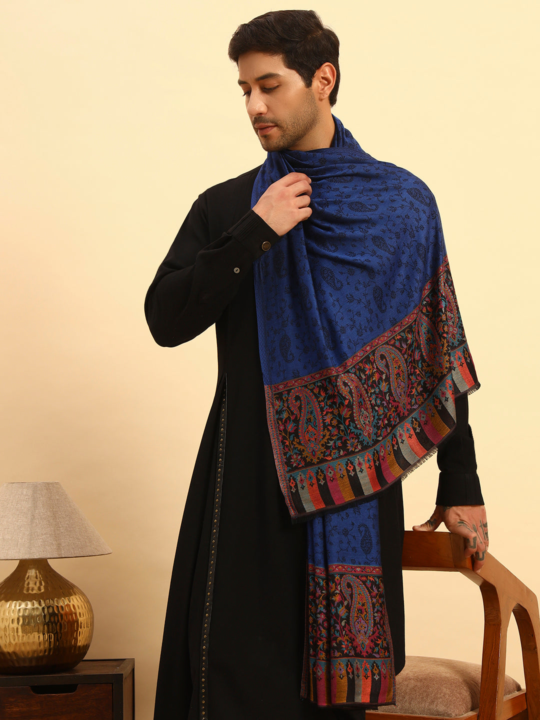 Pashmoda Men Gulpari Kaani Stole (Size : 71X203 CM)