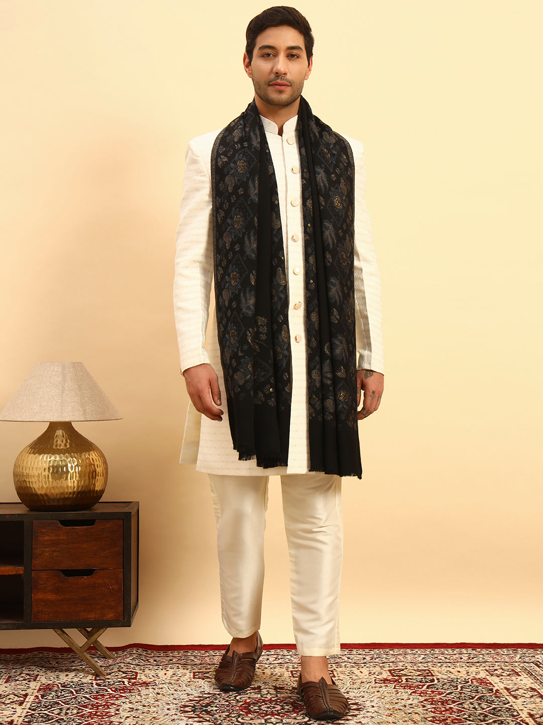 Pashmoda Men Eternal Blooms Kaani Stole (Size : 71X203 CM)