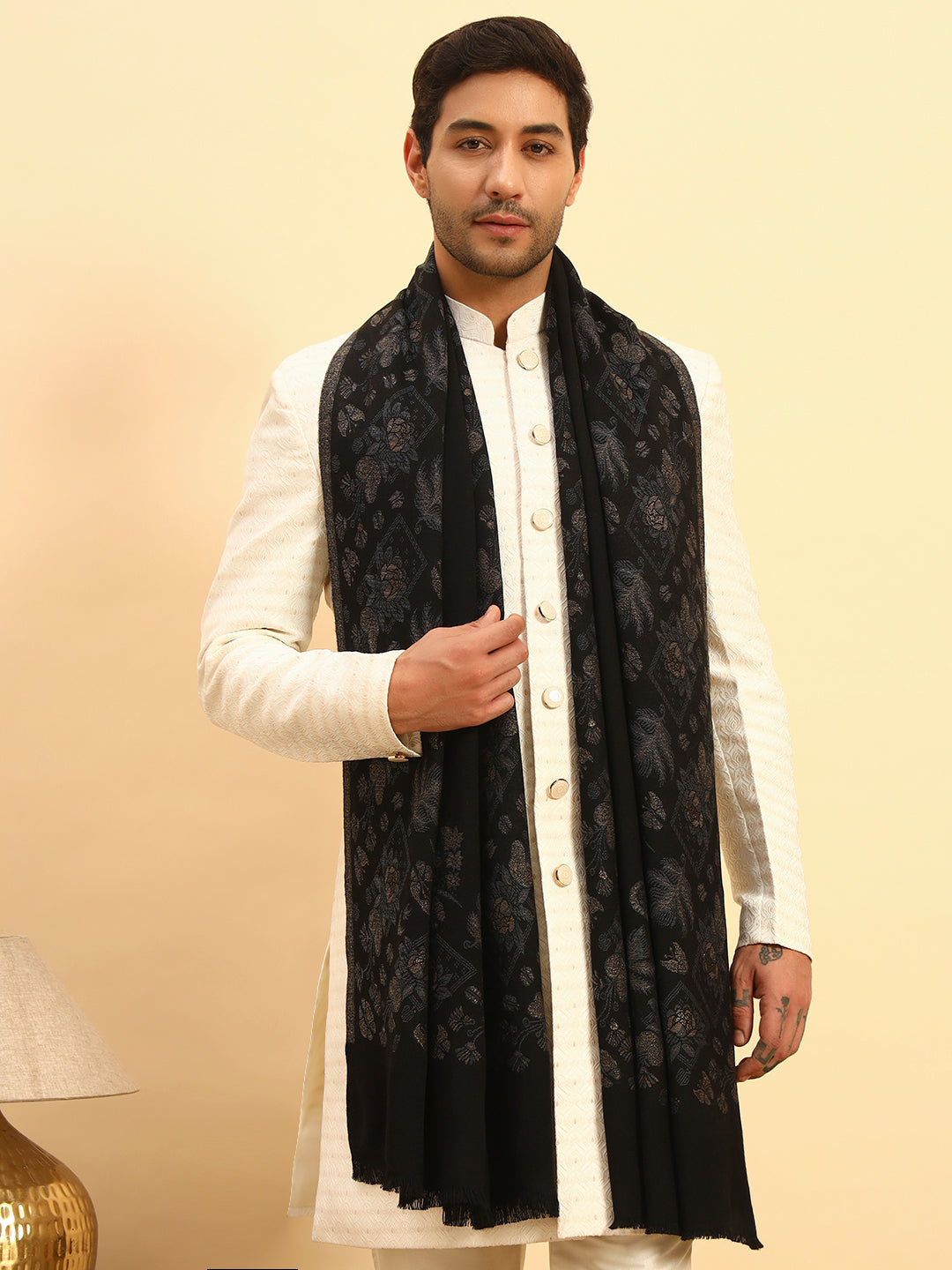 Pashmoda Men Eternal Blooms Kaani Stole (Size : 71X203 CM)