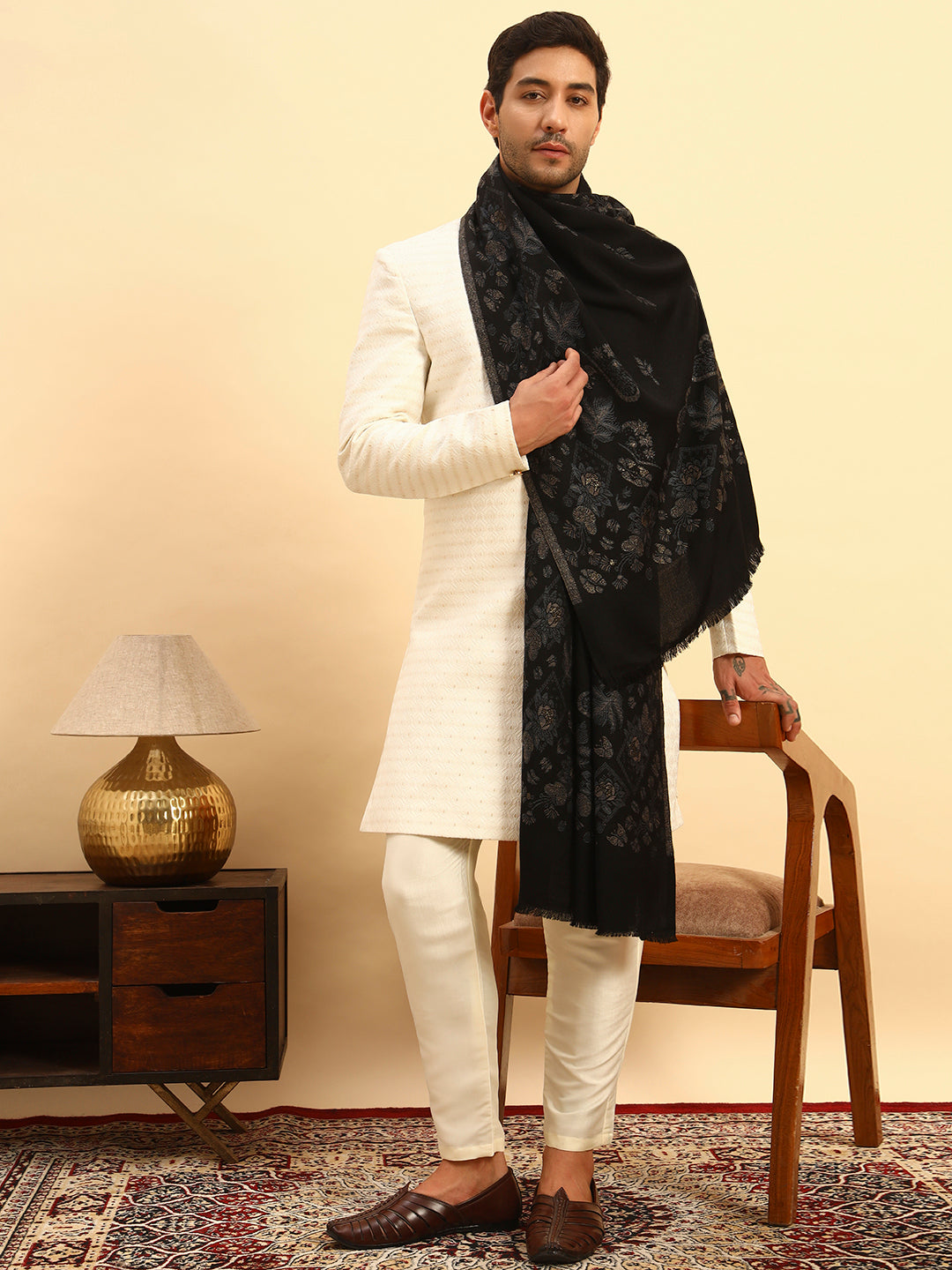 Pashmoda Men Eternal Blooms Kaani Stole (Size : 71X203 CM)