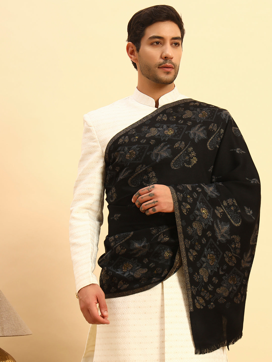 Pashmoda Men Eternal Blooms Kaani Stole (Size : 71X203 CM)