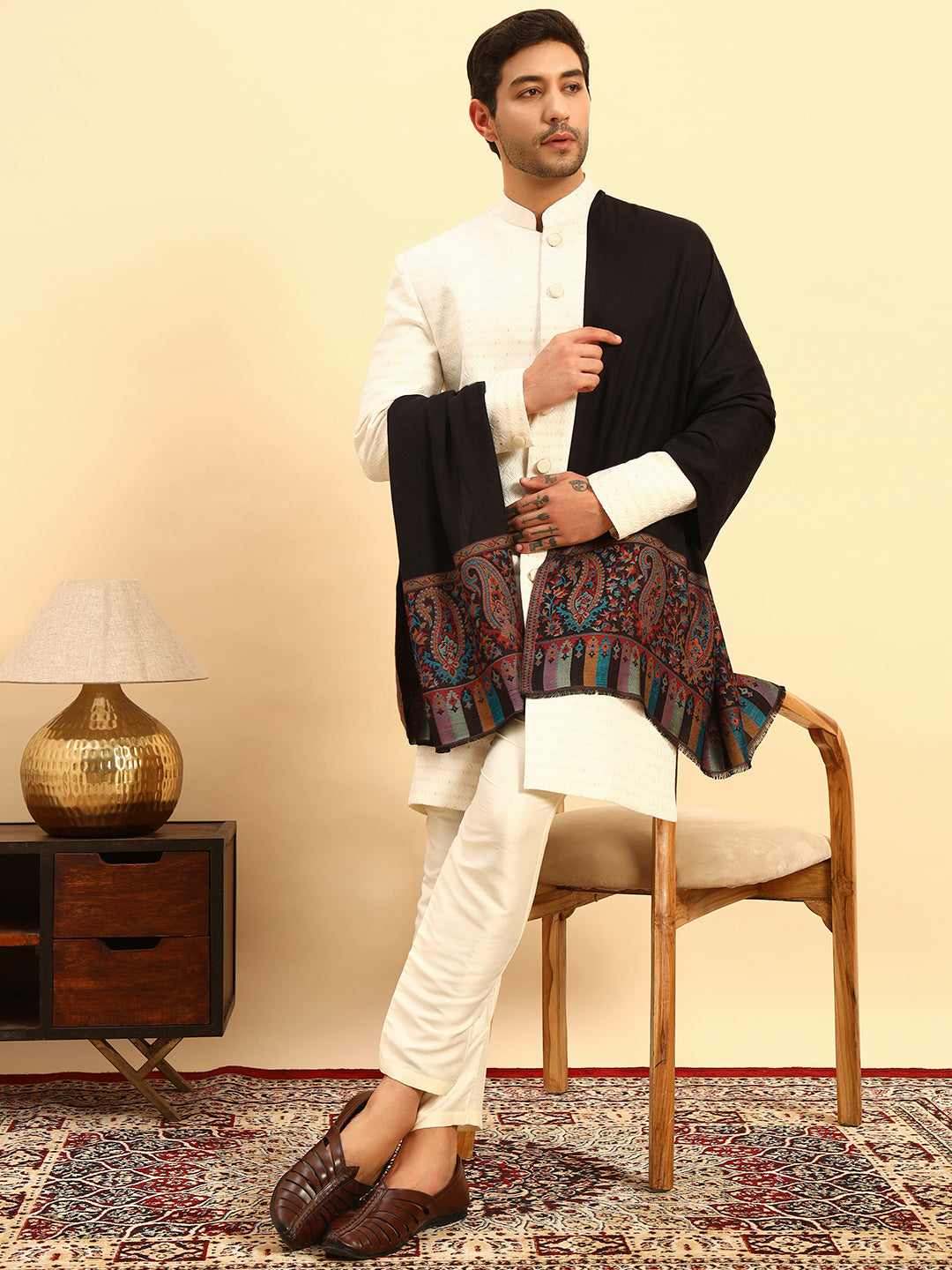 Pashmoda Men Gulpari Kaani Stole (Size : 71X203 CM)