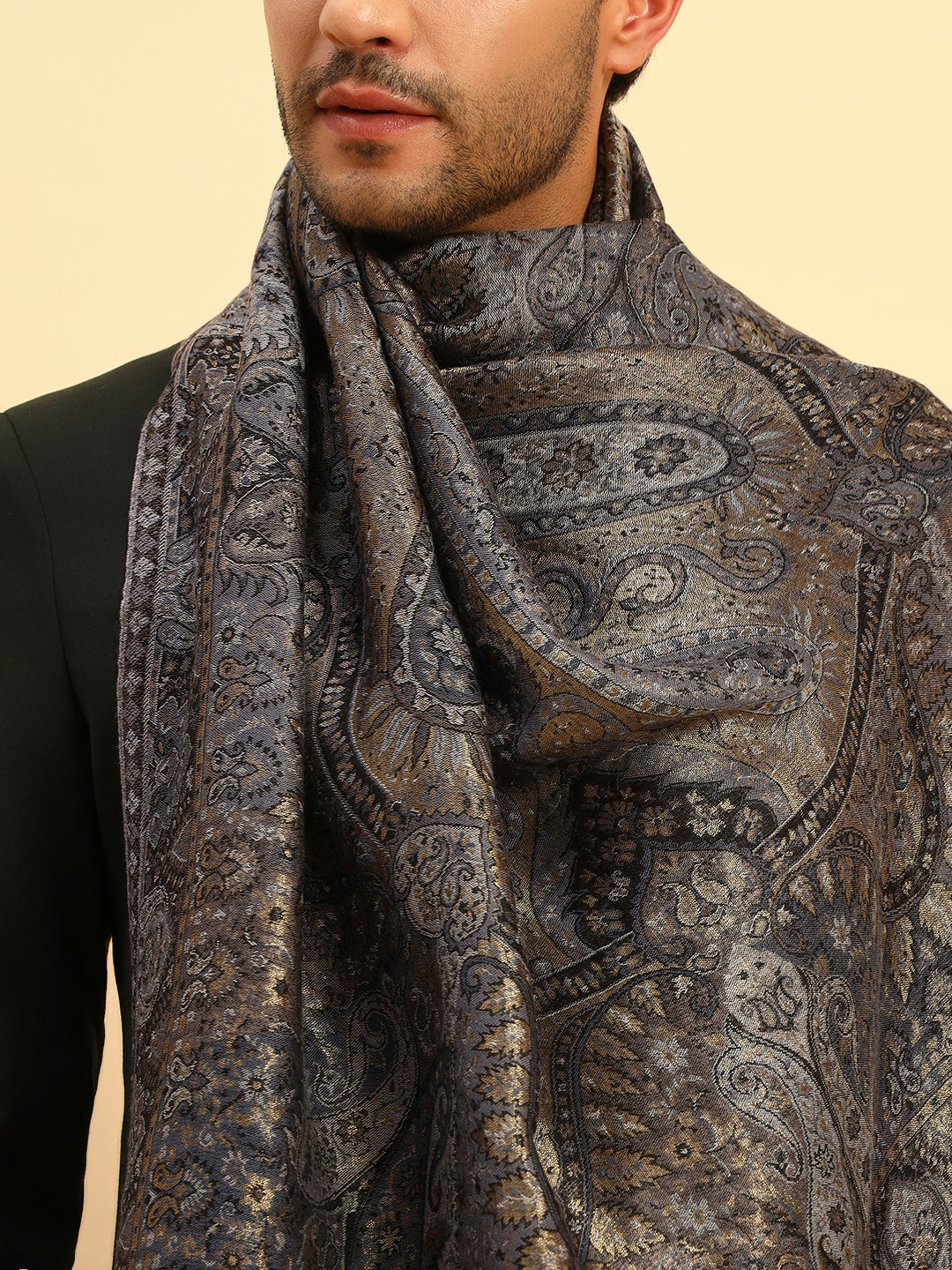 Pashmoda Men Naazneen Kaani Wool Blend Kashmiri Shawl (Size: 101X203 CM)