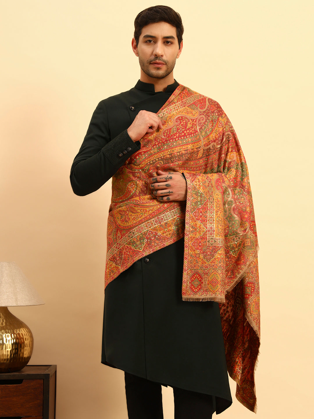 Pashmoda Men Zarveen Zari Kaani Fine Wool Shawl (Size-101x203cm)