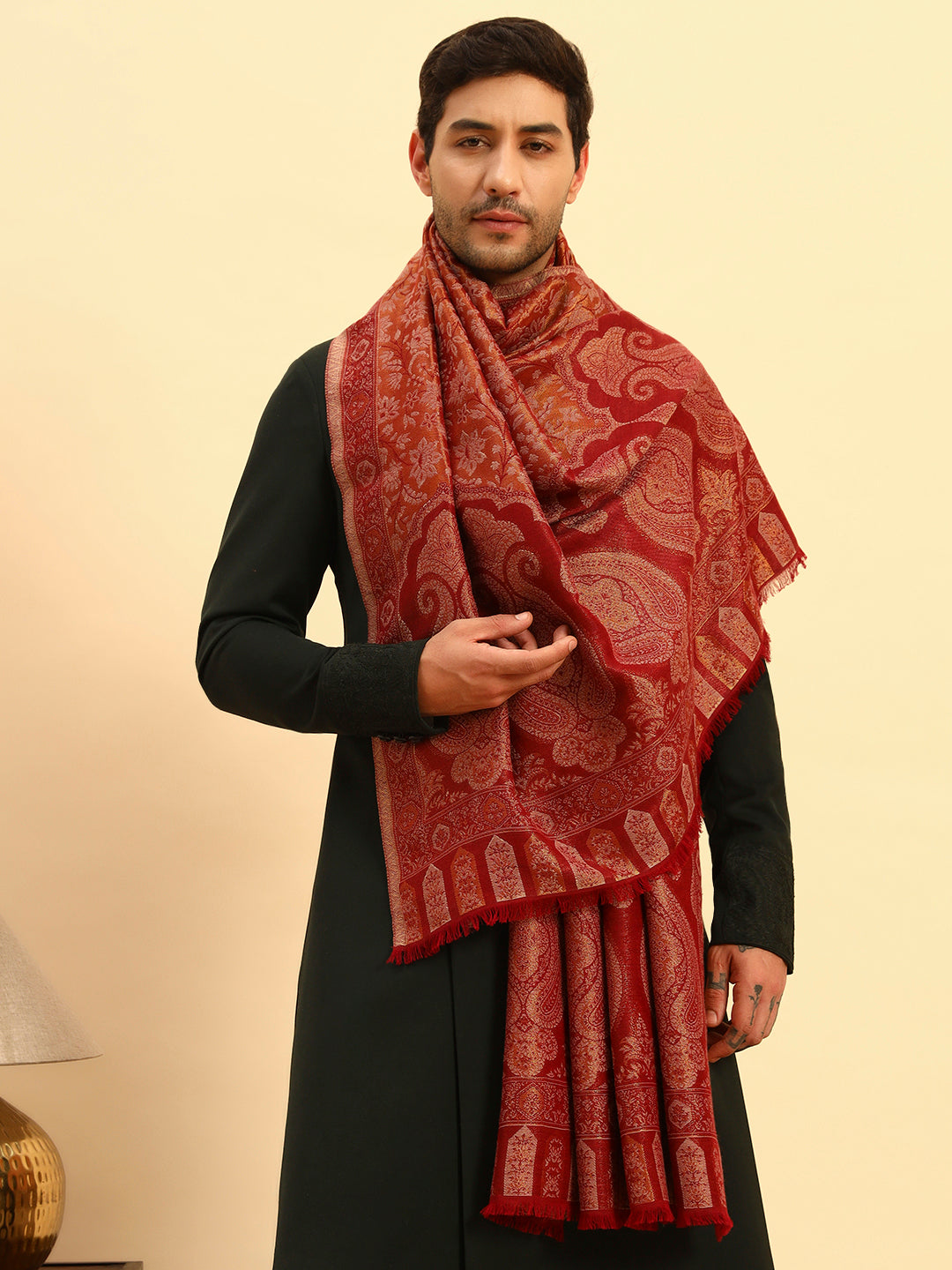 Pashmoda Men Hunar Zari Kaani Fine Wool Shawl (Size-101x203cm)