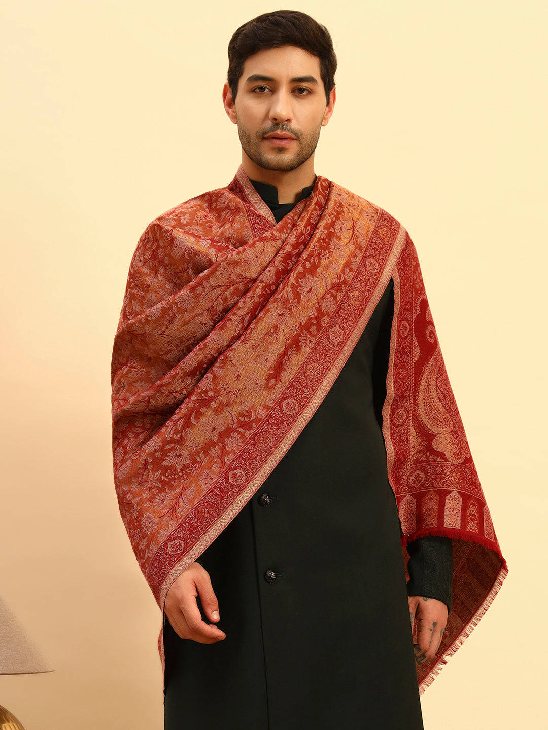 Pashmoda Men Hunar Zari Kaani Fine Wool Shawl (Size-101x203cm)