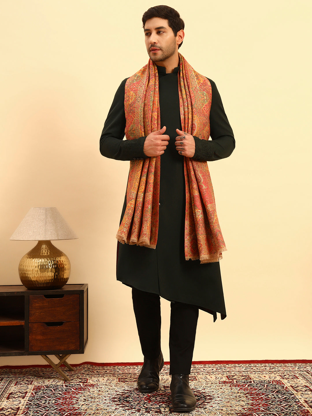 Pashmoda Men Zarveen Zari Kaani Fine Wool Shawl (Size-101x203cm)
